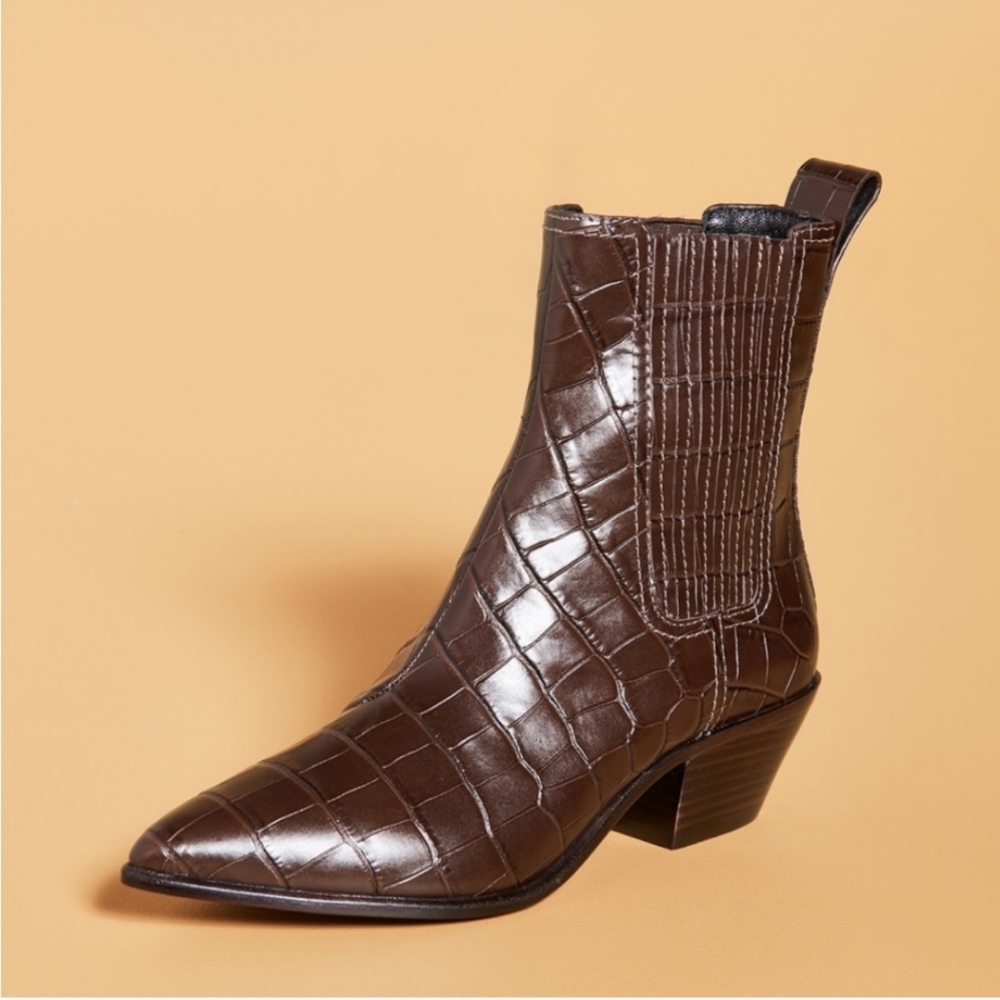 Loeffler Randall Brown Croc Ankle boot